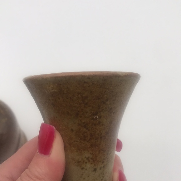 VTG Michael Schyler Flat Earth Set of 2 Art Pottery Goblets - Picture 13 of 13